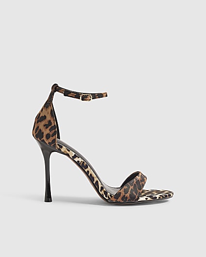 Brown Leopard Stiletto Sandal Heels