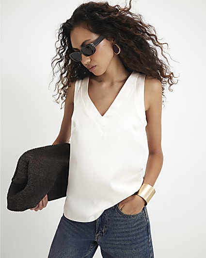 Cream V Neck Cami