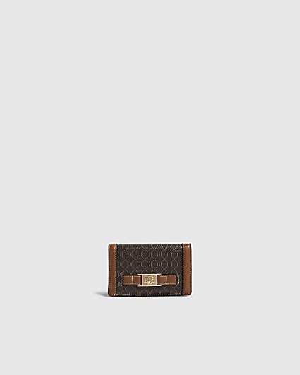 Brown Monogram Tab Front Foldout Purse