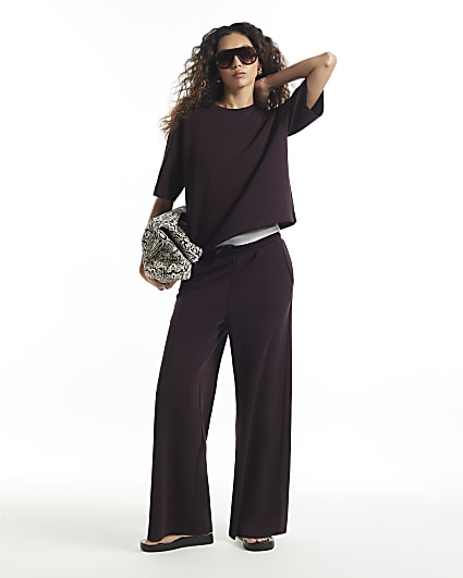 Burgundy Premium Wide Leg Joggers