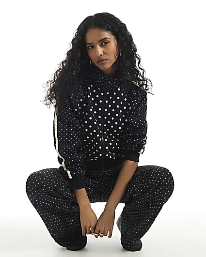 Black Polka Dot Jacquard Track Jacket