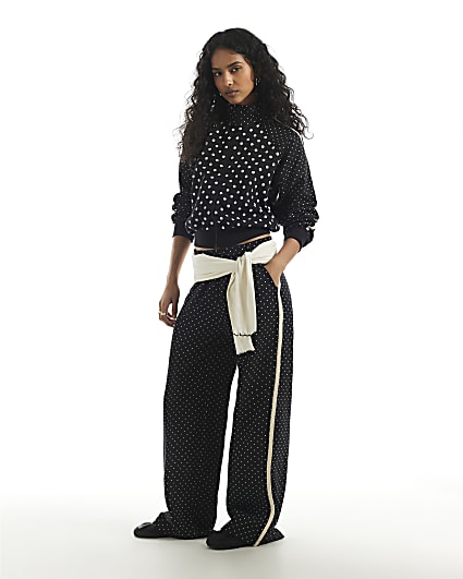 Black Polka Dot Jacquard Joggers