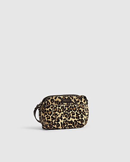 Brown Animal Print Hair On Leather Bag