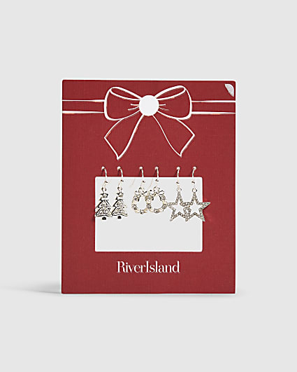 Silver Christmas Tree Drop Pack of 3 Earrings