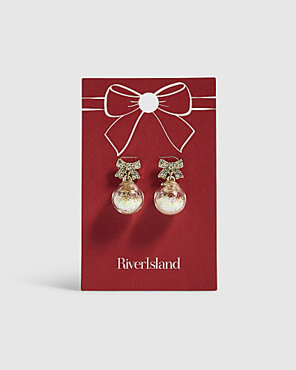 Gold Shaker Christmas Bauble Earrings