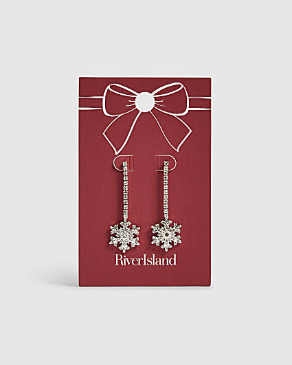 Silver Snowflake Drop Earrings