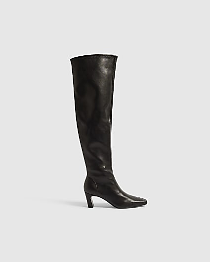 Black Chisel Toe High Leg Boots
