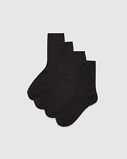 Black Embellished Socks 2 Pack