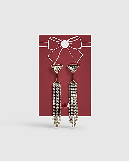 Gold Martini Tassel Earrings