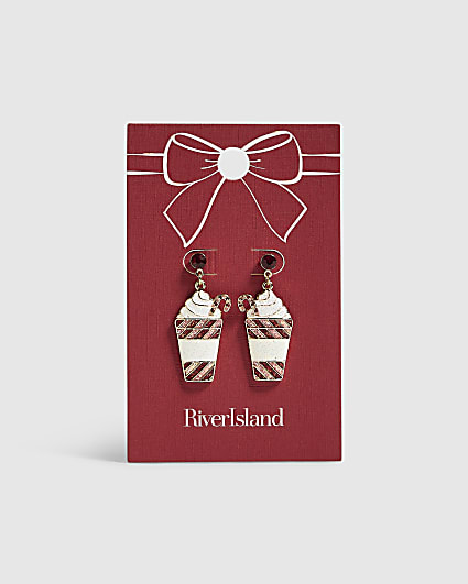 Red Christmas Coffee Cup Earrings