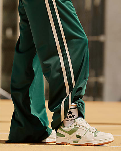 Green Pony Leather Lace Up Trainers