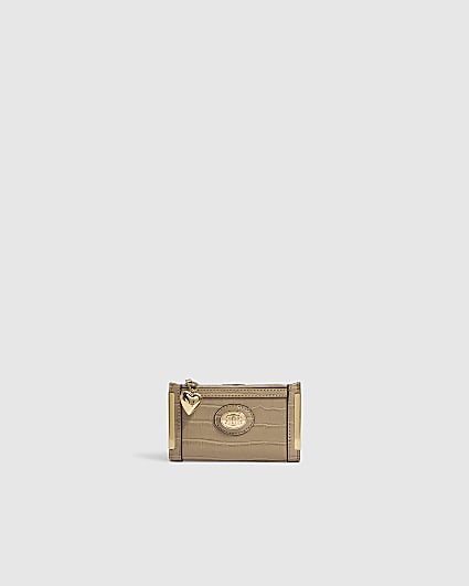Beige Patent Croc Embossed Mini Purse