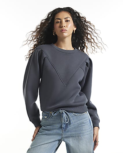 Grey Chevron Panel Sweatshirt