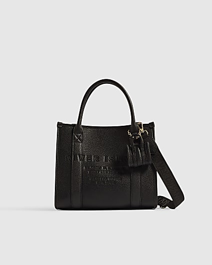 Black Embroidered Medium Tote Bag