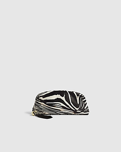 Black Zebra Print Tassel Frame Clutch Bag