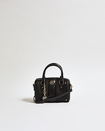 Black Monogram Stripe Crossbody Bowler Bag