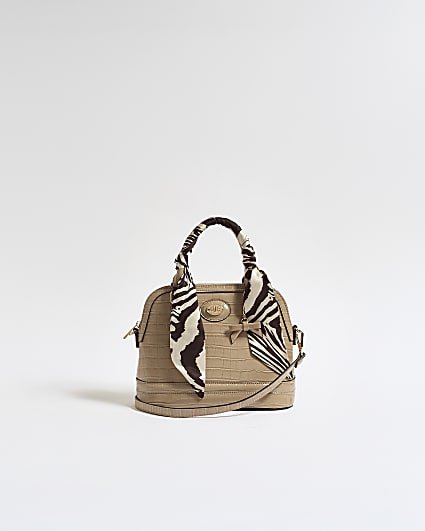 Beige Scarf Croc Tote Bag