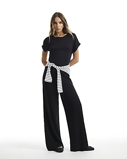 Black Premium Short Sleeve Jumpsuit