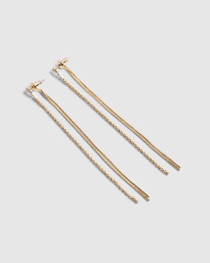 Gold Strand Front And Back Earrings