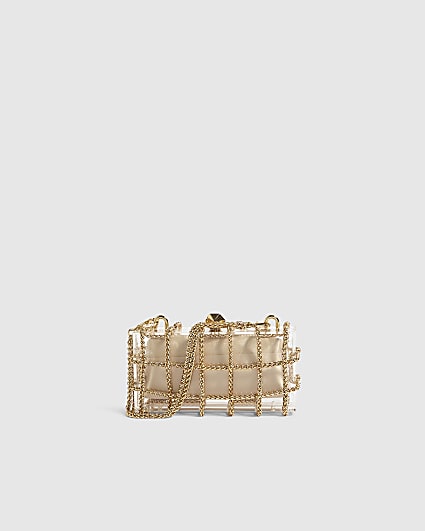 Gold Chain Rope Clear Clutch Bag