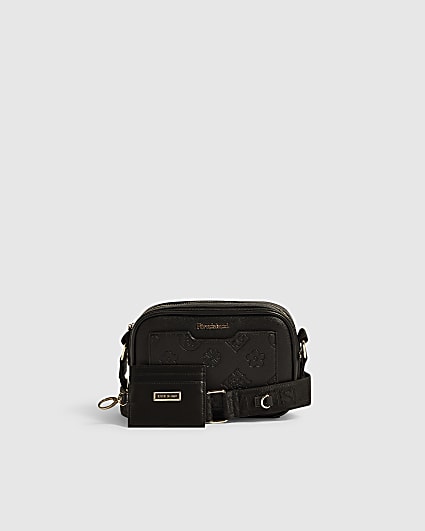 Black Pocket Front Boxy Crossbody Bag