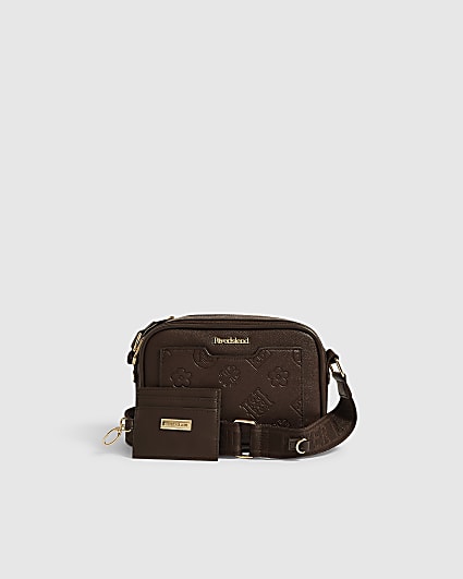Brown Front Pocket Boxy Crossbody Bag