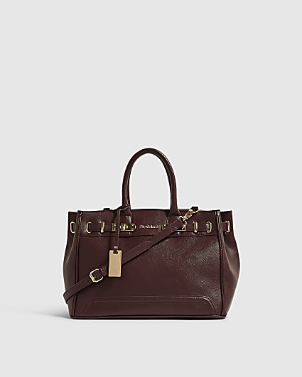 Burgundy Large Soft Lock Front Tote Bag