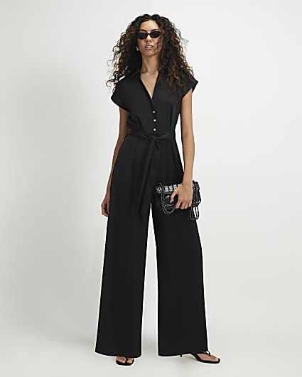 Black Cap Sleeve Jumpsuit