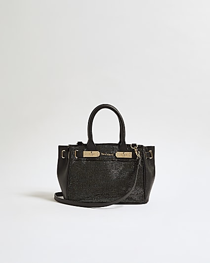 Black Lock Front Hotfix Tote Bag