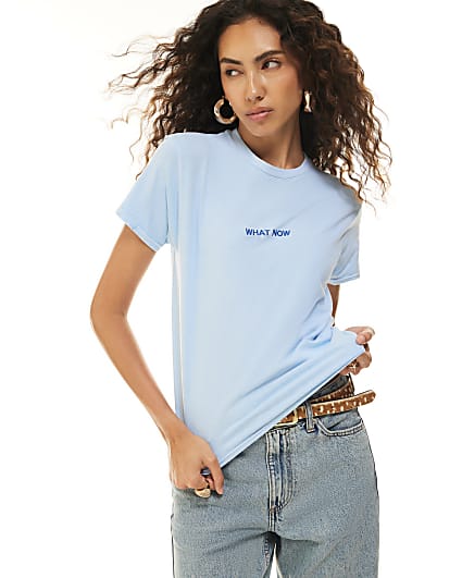 Blue What Now Embroidered T-Shirt