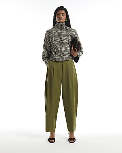 Green Barrel Leg Trousers