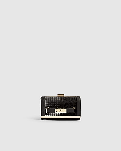 Black Embellished Medium Cliptop Purse