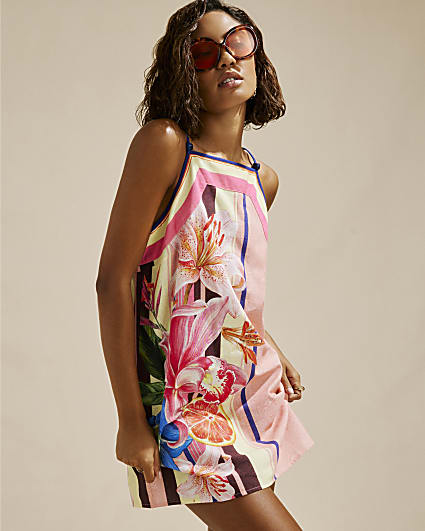 Pink Floral Mini Dress