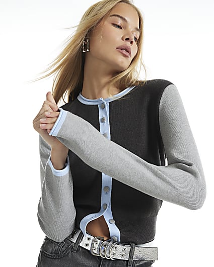Grey Double Layer Cardigan