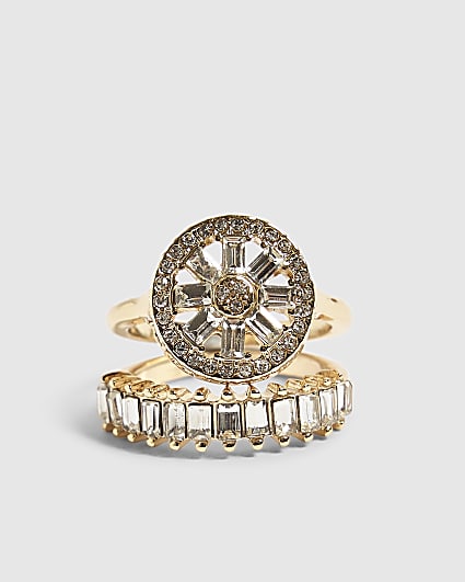 Gold Mixed Rings Pack of 2