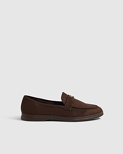 Brown Faux Suede Loafers
