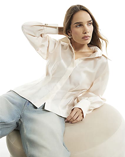 Cream Organza Waist Detail Shirt