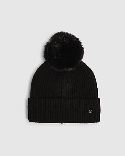 Black Pom Beanie