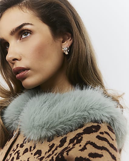 Gold Leopard Stud Earrings