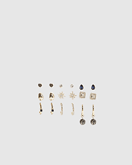 Gold Crystal Bead Earrings Multipack