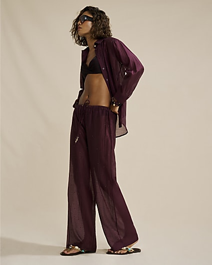 Purple Hot Fix Beach Trousers