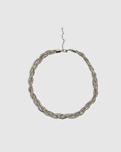 Silver Plated Plaited Necklace