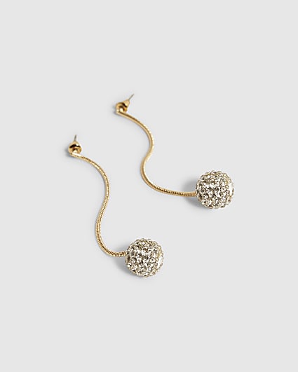 Gold Crystal Bead Drop Earrings