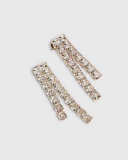Rose Gold Rhinestone Drop Earrings
