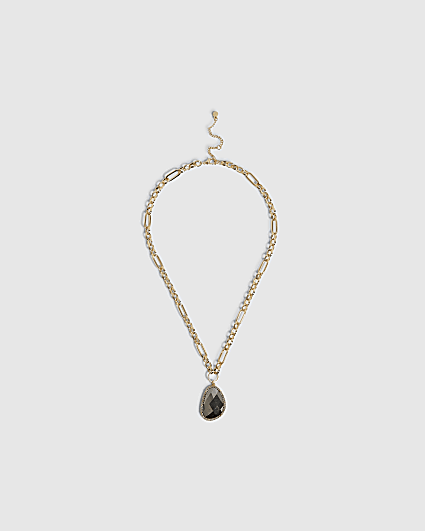 Gold Irregular Stone Pendant Necklace