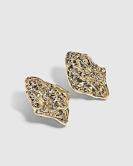Gold Textured Stud Earrings