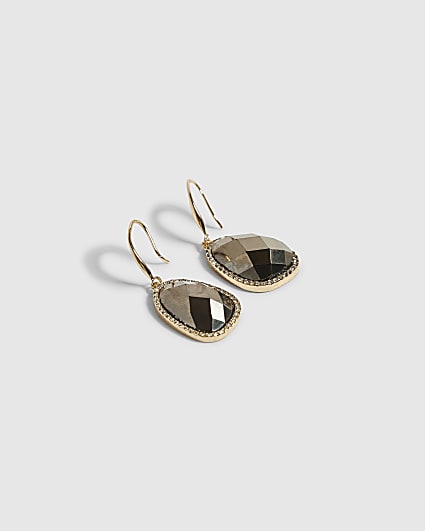 Gold Irregular Stone Drop Earrings