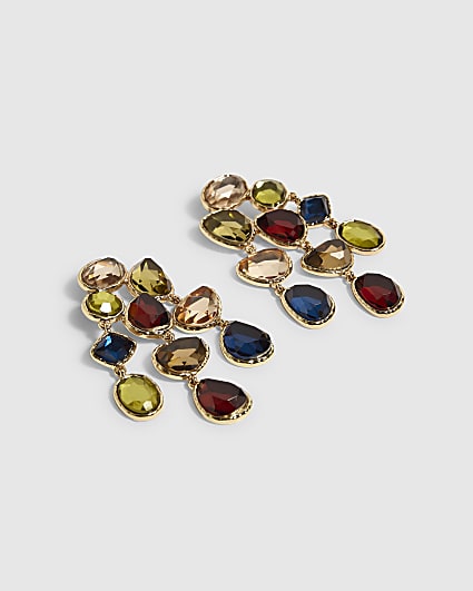 Gold Jewel Tone Drop Earrings