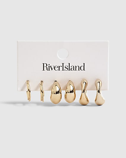 Gold Hoop Earrings Set of 3