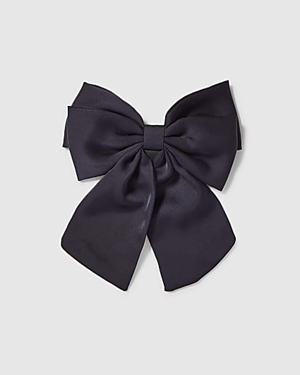 Blue Satin Bow Clip